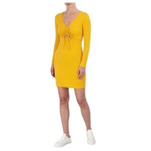 BCBG Paris Ribbed Knit Cutout Dress, Yellow, Size XXL, NWT